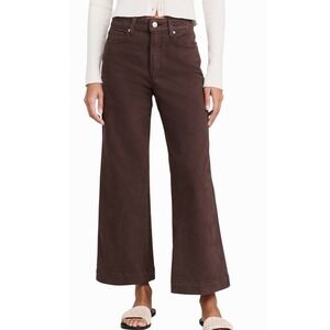 PAIGE Anessa Wide Leg Ankle Jeans Size 26 Rich Chocolate Brown High Rise Denim